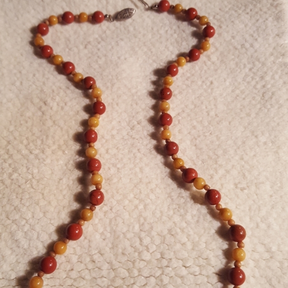 Natural yellow &red Jasper agate Stone Necklace - Picture 1 of 2